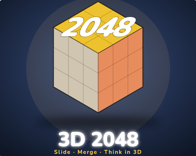 3×3×3＝27マスでできた立方体を描いた 3D 2048 のイメージ画像。各面が3×3のマスに区切られている
